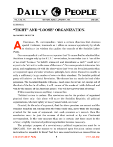 `Tight` and `Loose` Organization - Socialist Labor Party of America