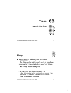 A min-heap is a binary tree such that