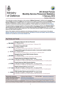 UK Armed Forces monthly service personnel statistics 1 February