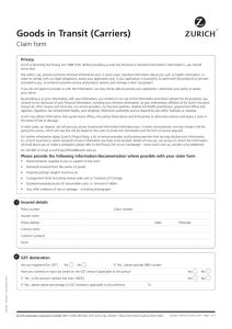 Goods in Transit (Carriers) Claim Form