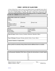 FORM 1- NOTICE OF CLAIM FORM NAME OF CARRIER (NEAS