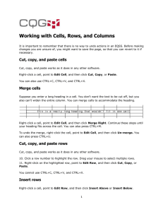 Working with Cells, Rows, and Columns