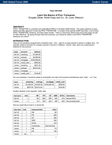 060-2009: Learn the Basics of PROC TRANSPOSE