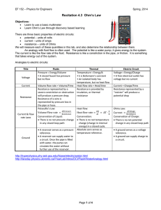 Recitation 4.3 Ohm`s Law