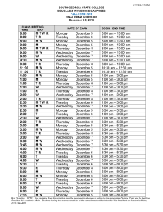 8:00 M T W R Monday December 5 8:00 am – 10:00 am 8:00 T R