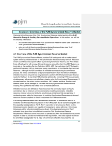 Overview of the PJM Synchronized Reserve