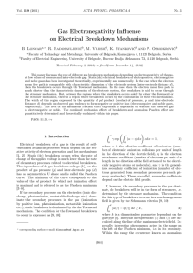 Gas Electronegativity Influence on Electrical Breakdown Mechanisms