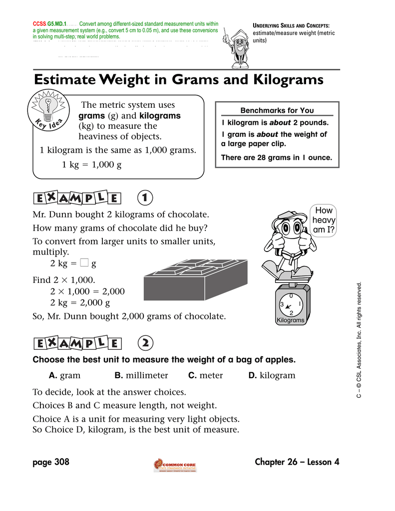 Grams And Kilograms Chart