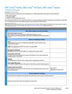 EMC Unity™ Family Configuration Worksheet