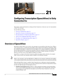 Configuring Transcription (SpeechView) in Cisco Unity Connection 8.x