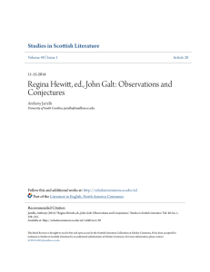 Regina Hewitt, ed., John Galt: Observations and Conjectures