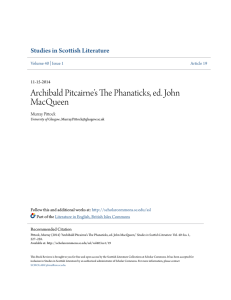 Archibald Pitcairne`s The Phanaticks, ed. John MacQueen