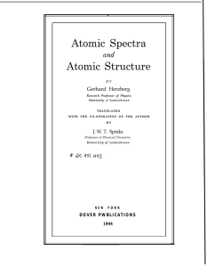 Atomic Spectra Atomic Structure