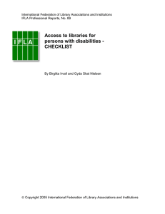 Access to libraries for persons with disabilities - CHECKLIST