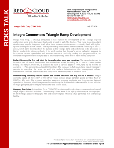 Integra Commences Triangle Ramp Development