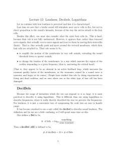 Lecture 12: Loudness, Decibels, Logarithms DeciBels