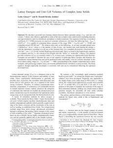 Lattice Energies and Unit Cell Volumes of Complex Ionic Solids