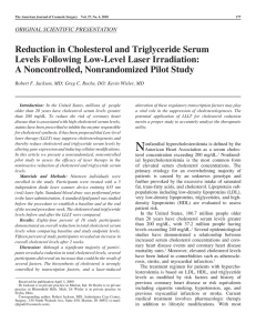 Reduction in Cholesterol and Triglyceride Serum Levels Following