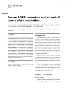 Serum AOPP, selenium and vitamin E levels after irradiation