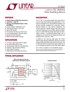 LT1567 - 1.4nV/Rt.Hz 180MHz Filter Building Block