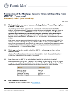 Submission of the Mortgage Bankers` Financial Reporting Form