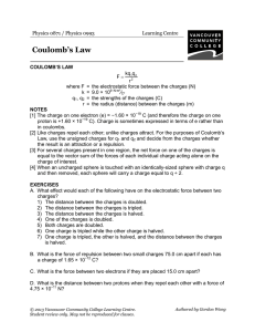 Coulombs Law - VCC Library - Vancouver Community College