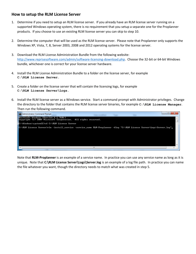 How To Setup The RLM License Server