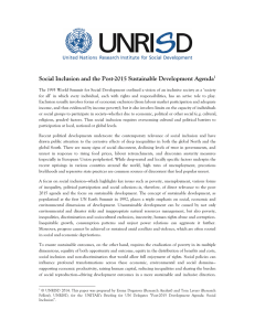Social Inclusion and the Post-2015 Sustainable Development