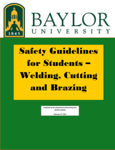 Welding, Cutting and Brazing Student Safety