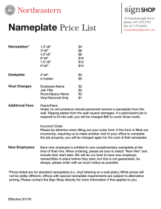 Name Plate Price List