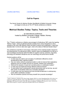 Metrical Studies Today: Topics, Tools and Theories