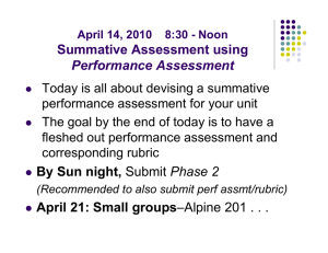 Summative Assessment using Performance Assessment By Sun