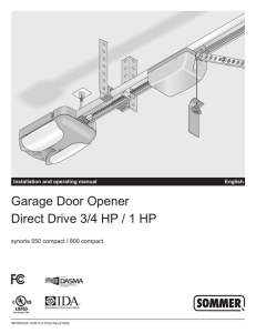 Garage Door Opener Direct Drive 3/4 HP / 1 HP