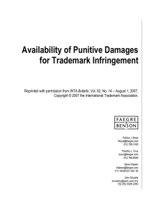 Availability of Punitive Damages for Trademark Infringement