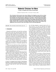 Material Choices for Mars - Department of Aerospace Engineering