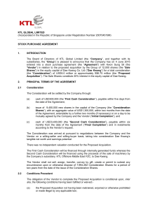 KTL GLOBAL LIMITED (Incorporated in the Republic of Singapore