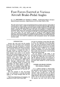 Foot Forces Exerted at Various Aircraft Brake-Pedal