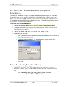 MCCINFO.NET Virtual Network Lab (VLab) Orientation