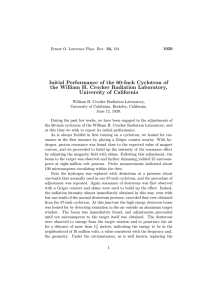 Initial Performance of the 60-Inch Cyclotron of the William H