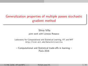 Generalization properties of multiple passes stochastic