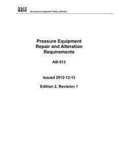 AB-513 Pressure Equipment Repair and Alteration Requirements