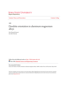 Dendrite orientation in aluminum magnesium alloys