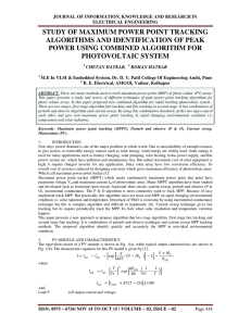 STUDY OF MAXIMUM POWER POINT TRACKING ALGORITHMS