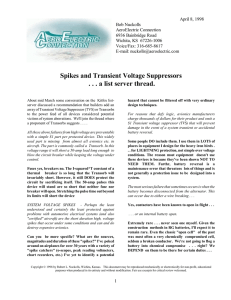 Spikes and Transient Voltage Suppressors