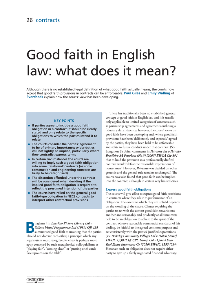 Good Faith In English Law What Does It Mean 