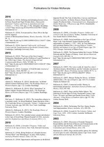 Publications for Kirsten McKenzie 2016 2015 2014 2013 2010 2009