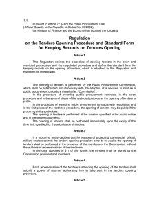 Regulation on the Tenders Opening Procedure and