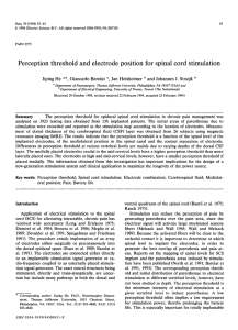 Perception threshold and electrode position for spinal cord stimulation