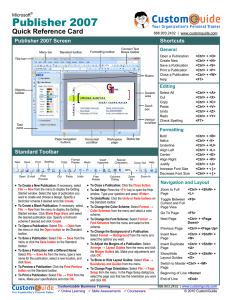Publisher Quick Reference, Microsoft Publisher 2007 Cheat