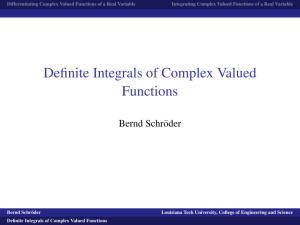 Definite Integrals of Complex Valued Functions